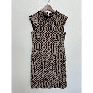 NEW Nine West Jacquard Geometric Sheath dress brown black 8P career modest